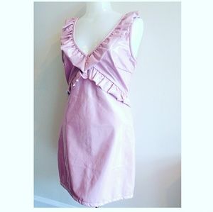 Pink Vinyl Cocktail Ruffle Dress M